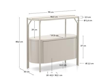 Arely bathroom vanity unit with steel structure and white lacquered MDF 90 x 40cm - sizes