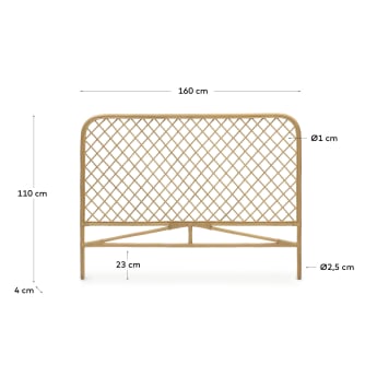 Citlalli rattan headboard with a natural finish, for 150 cm beds - sizes