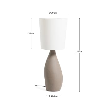 Viona large table lamp with textured stone effect and cotton lampshade - sizes