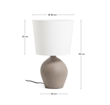 Viona large table lamp with textured stone effect and cotton lampshade - sizes