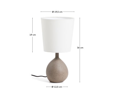 Viona large table lamp with textured stone effect and cotton lampshade - sizes