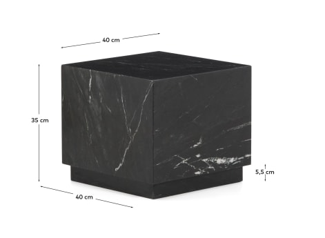 Sorein side table in black marble 40 x 40 cm - sizes