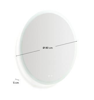 Mervi round bathroom mirror with LED light and anti-fog Ø 80cm - μεγέθη