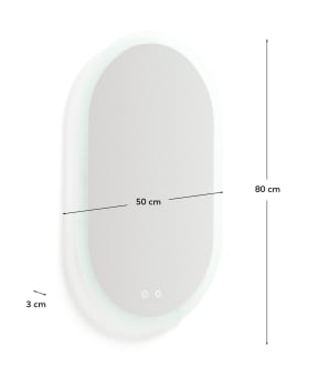 Mervi oval bathroom mirror with LED light and anti-fog 80 x 50cm - sizes