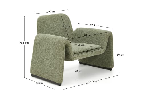Melvia green chenille armchair - sizes