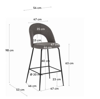 Mahalia dark grey stool height 63 cm FSC 100% - sizes