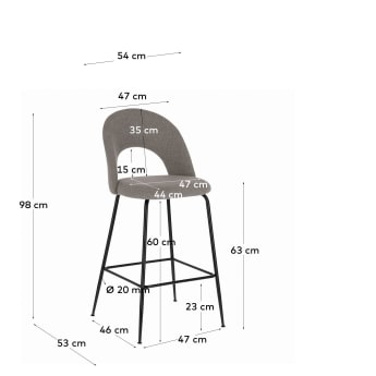 Mahalia light grey stool height 63 cm FSC 100% - sizes