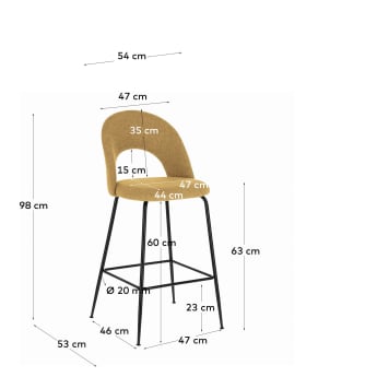 Mahalia mustard-yellow stool height 63 cm FSC 100% - sizes