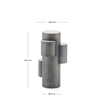 Adrina portable LED table lamp in dark grey metal with brushed finish - sizes