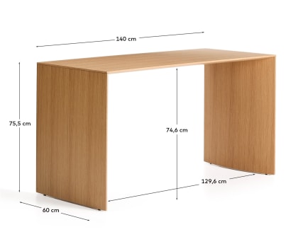 Litto oak veneer desk 140 x 60cm - sizes