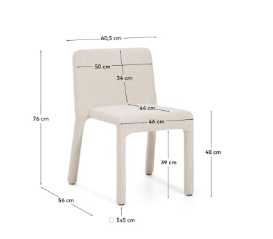 Loria beige chenille stackable chair - sizes
