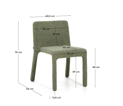 Loria green chenille stackable chair - sizes
