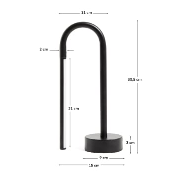 Bow black aluminium portable table lamp - sizes