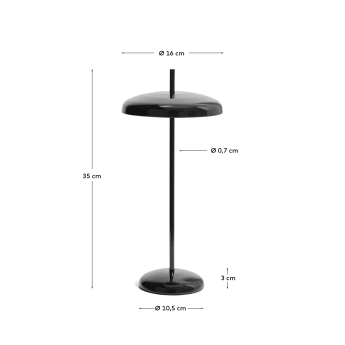 Porte black aluminium portable table lamp - sizes