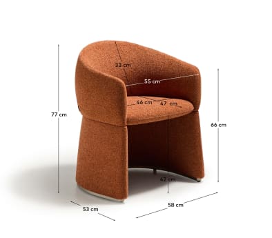 Bosca terracotta chenille chair - sizes