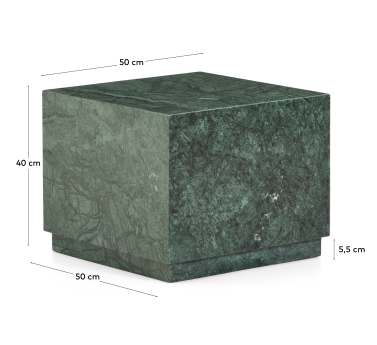 Sorein side table in green marble 50 x 50 cm - sizes