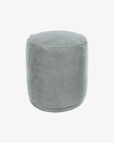 Στρογγυλό πουφ Brunetta, ανοιχτό μπλε βελούδο, Ø 40 εκ