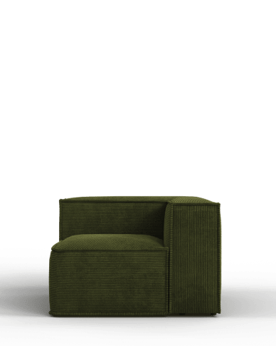 Blok corner sofa with 70 cm depth green corduroy