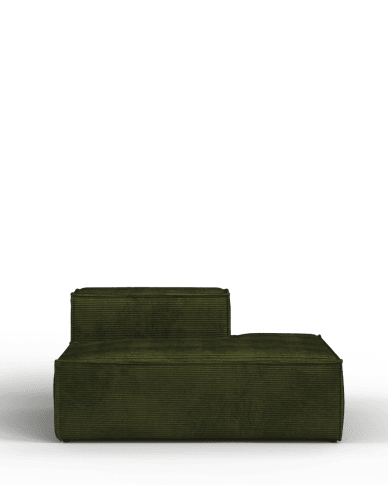 Blok sofa with 70 cm depth right end pouffe green corduroy