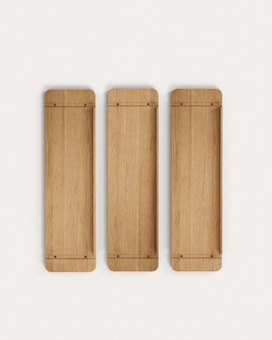 Sitra set of 3 solid oak wood shelves 90 x 25 cm