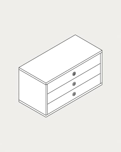 Cómoda tripla Krea suspensa 3 filas 3 gavetas 540x424-499 mm