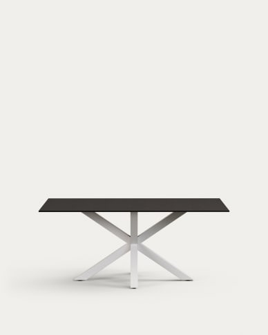 Argo table 180x100 cm, epoxy white and black glass