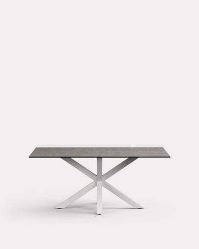 Argo table in Iron Moss porcelain and steel legs with white finish, 180 x 100 cm