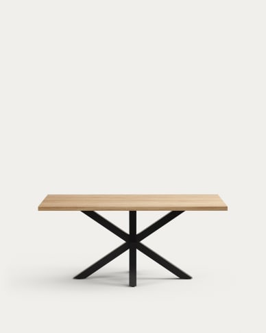 Mesa Argo de melamina con acabado natural y patas de acero con acabado negro 180 x 100 cm