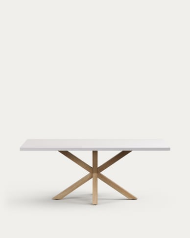 Argo table in melamine with white finish and wood-effect steel legs 200 x 100 cm