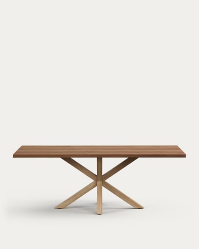 Argo table in aged oak veneer and wood-effect steel legs 220 x 100 cm