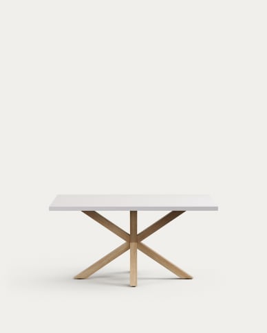 Argo table in melamine with white finish and wood-effect steel legs 160 x 100 cm