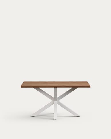 Argo table in aged oak veneer and steel legs in a white finish 160 x 90 cm