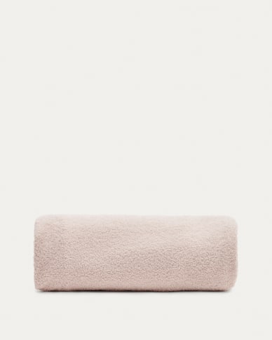 Kaeli footrest cover in pink bouclé Ø 120 cm