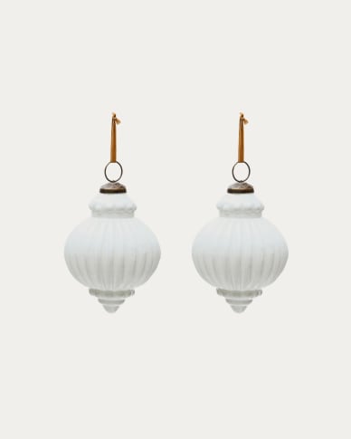 Σετ Irlo με 2 κρεμαστές μπάλες από λευκό ανακυκλωμένο γυαλί Ø 10 εκ