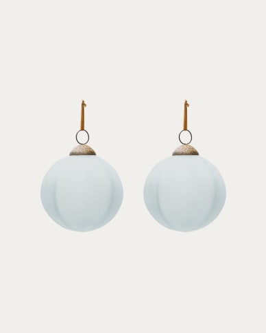 Σετ Talve από 2 κρεμαστές μπάλες από λευκό ανακυκλωμένο γυαλί Ø 10 εκ