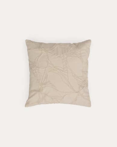Zira beige flower detail cotton cushion cover 45 x 45cm