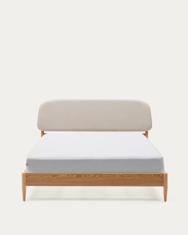 Octavia bed in ash plywood and white upholstered headboard FSC Mix Credit 180 x 200 cm