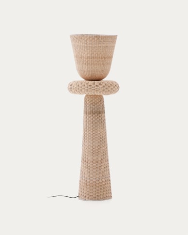 Neuda rattan floor lamp with light finish