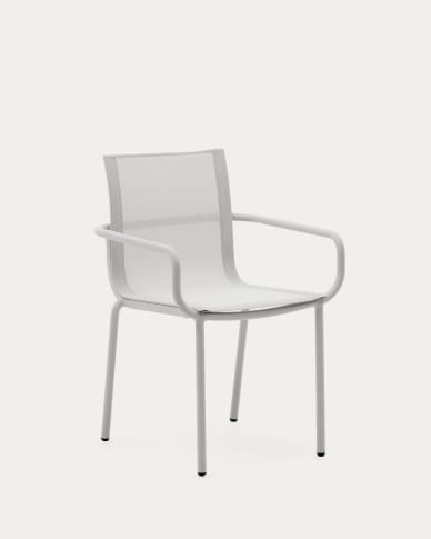 Galdana stackable outdoor chair made of aluminum with a light grey painted finish