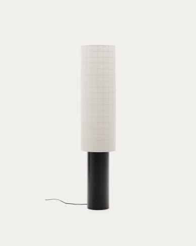 Dulan black metal floor lamp with cotton shade and UK adaptor