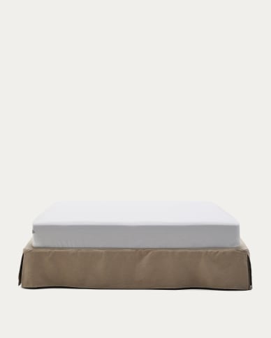 Jaira linen and cotton base with removable cover in taupe for a 180 x 200 cm mattress