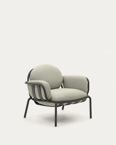 Joncols outdoor armchair with beige upholstery and aluminium with grey painted finish