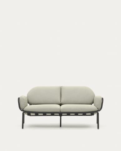 2θέσιος καναπές outdoor Joncols με μπεζ ταπετσαρία και αλουμινίο σε γκρι βαμμένο φινίρισμα 164 εκ