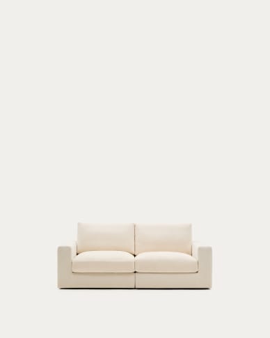Alea ecru chenille 3-seater modular sofa with removable cover 220cm