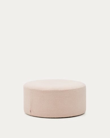 Kaeli footrest with removable cover in pink bouclé Ø 90 cm