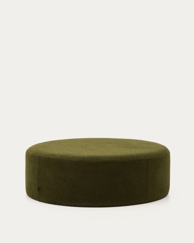 Kaeli footrest with removable cover in green bouclé Ø 120 cm
