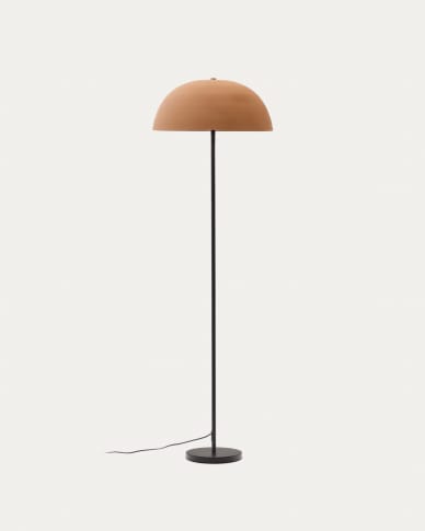 Nibla black metal floor lamp with terracotta effect shade