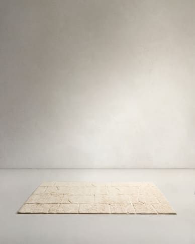 Nak ecru wool jacquard rug, 200 x 300 cm