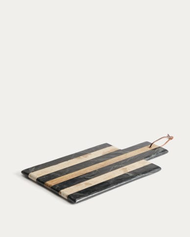 Surne serving board in black, brown and beige marble 30 x 23 cm