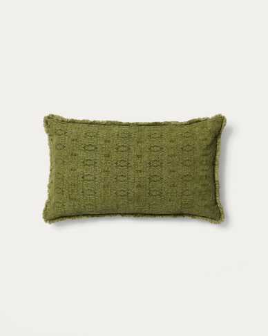 Narela cushion cover in green jacquard cotton and viscose 50 x 30 cm